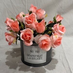 Faux Pink Rose Arrangement in Black Vase